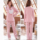 Ladies Pajamas Set Spring Autumn Cotton Long-sleeved Suit Cartoon Printing Pink Top Pants Two-piece Set Outdoor House Wear
