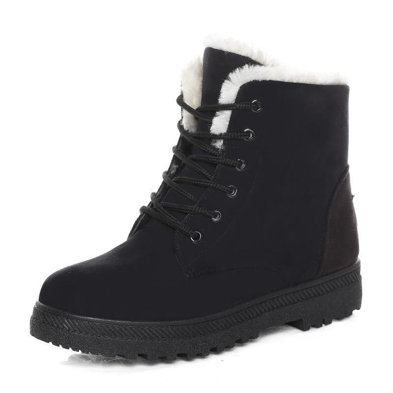 Winter Women's Artificial Plush Sneakers Waterproof Non-slip and Warm High-top Shoes