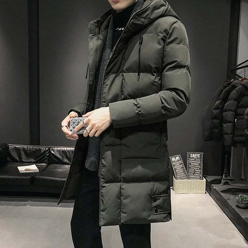 2021 New Style Down Padded Jacket Men's Mid-length Padded Jacket Winter Plus Velvet Thick Trendy Coat