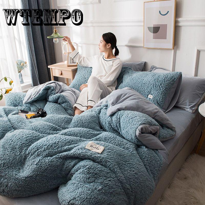 4pcs Home Textile Quilt Cover Set Cashmere Winter Bedding Set Queen King Size Bed Set Duvet Cover