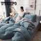 4pcs Home Textile Lamb Cashmere Bedding Set Winter Thick Fleece Bed Linens Velvet Duvet Cover Set