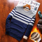 Pure Cotton Sweater Men's Striped Bottoming Sweater Long-sleeved Sweater Plus Velvet Thickening To Keep Warm