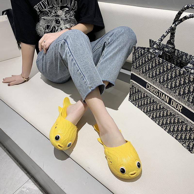 Puffer Fish Slippers Female Home Fashion 2020 Korean Version Wild Fish-shaped Slippers Indoor and Outdoor Soft Bottom Girlfriends Sandals and Slippers