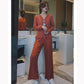 Women's Long Sleeves Pajamas Set Sexy Stripes Kiss-skin V-neck Thin Modal Cotton Elastic Pajama Set Outer Wear Solid Color Home Wear