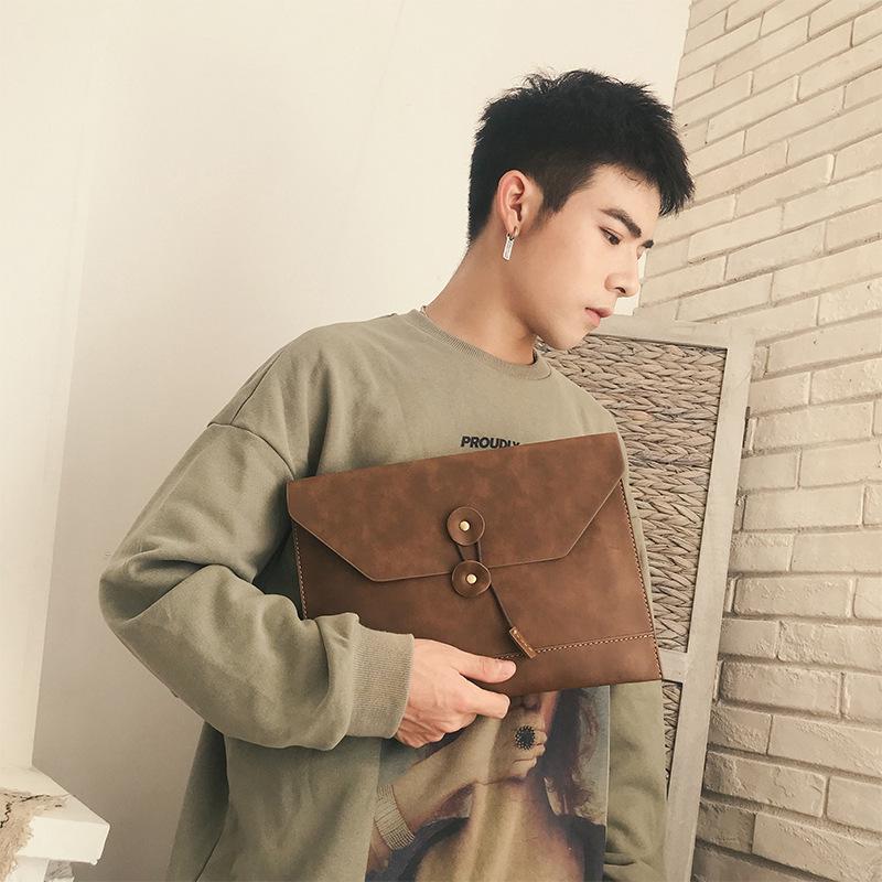 Business Paper Bag Men Versatile Leather Waterproof Stereotype IPAD Handbag Envelope Clutch Bags