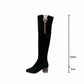 Women's Boots Over The Knee with Thin Legs and Cashmere Side Zipper Suede Thick Heel 6cm High Heel High Boots Women