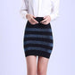 Autumn Winter Women Sexy Bodycon Skirt High Waist Stretch Knit Tight-fitting Skirt Bright Silk Striped Mini Skirt