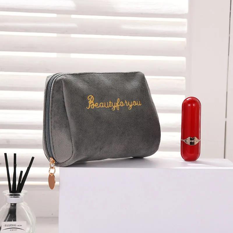 Velvet Make Up Organizer Soft Girl Lipstick Bag Women Travel Cosmetic Bag Beautician Beauty Case Makeup Bag