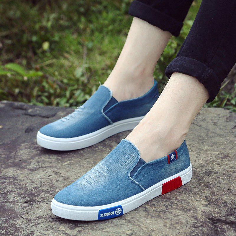 WTEMPOMen Casual Shoes Non -Leather Man Flats Platform Canvas Loafers Fashion Leisure Breathable Sof