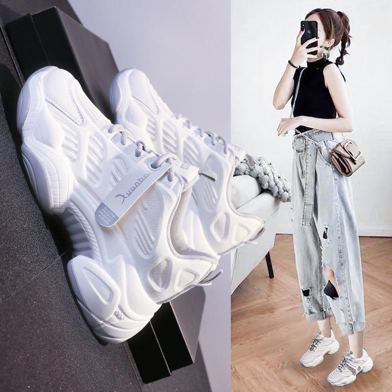 White Sneakers Women Shoes Ulzzang Chunky Sneakers Platform Vulcanize Shoes Woman Tenis Feminino Breathable Mesh Dad Shoes