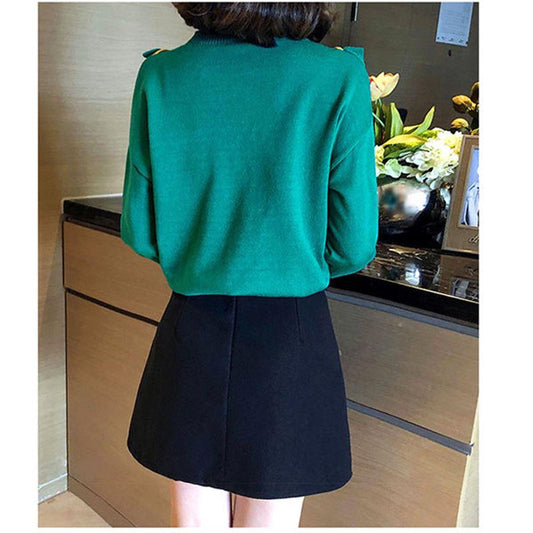 Autumn and Winter Lace Knitted Sweater with Long-sleeved Bottoming Shirt Fashion Round Neck