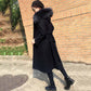 Autumn Winter Coat Cashmere Trench Jacket Women Casual Black Coat with Hooded Warm Pocket Jackets