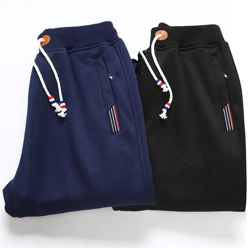 Men's Fall Winter Casual Thick Sports Pants Loose Large Size Casual Steetwear Trousers Straight-leg Pants Elatic Waist Drawstring Plus Velvet Pants