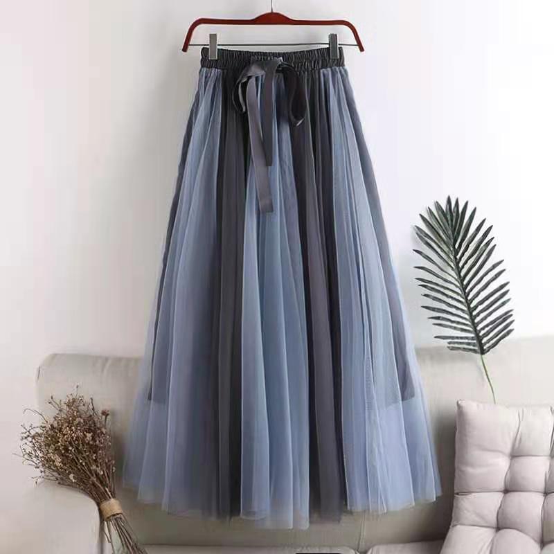 Women Summer High Waist Long Party Skirt Slim Elegant Streetwear Gauze A-line Casual Skirt