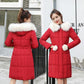 Winter Ladies Down Padded Jacket Mid-length Fur Collar Hooded Down Padded Jacket Slim Hooded Padded Warm Parka Coat