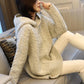 Autumn and Winter Retro Hoodie Solid Color Pullover Knitted Sweater Fashion Simple Style Female Top