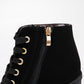 Winter Women Boots PU Leather Fashion High Heels Boots Women Lace-up Martin Shoes Woman