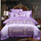 4pcs Wedding Luxury Quilt Cover Jacquard Queen/King Size Duvet Cover Soft Skin-friendly Bedding Set