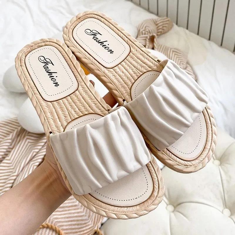 Women's Slippers Summer Flat Bottom Breathable Indoor  Non-slip Outer Wear Slippers