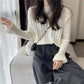 Autumn  Winter  Knitted Pullover Round Neck Versatile Thick Warm Woolen Sweater Bottoming Shirt  Vertical Stripes Loose