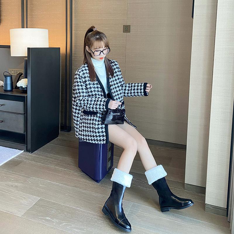 Thigh High Boots Women Winter Shoes Plush Warm Fur Boots Black Leather Snow Boots Fashion Goth Punk Flat Platform Shoes