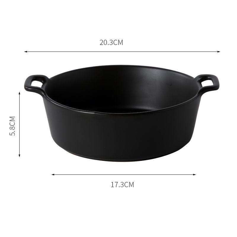 Net Red Binaural Baking Baking Bowl Baked Rice Bowl Dessert Bowl Fruit Salad Bowl Round Deep Plate Household Instant Noodle Bowl