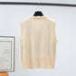 Autumn and Winter Vintage V-neck Knitted Vest Female Pullover Wild Sleeveless Sweater