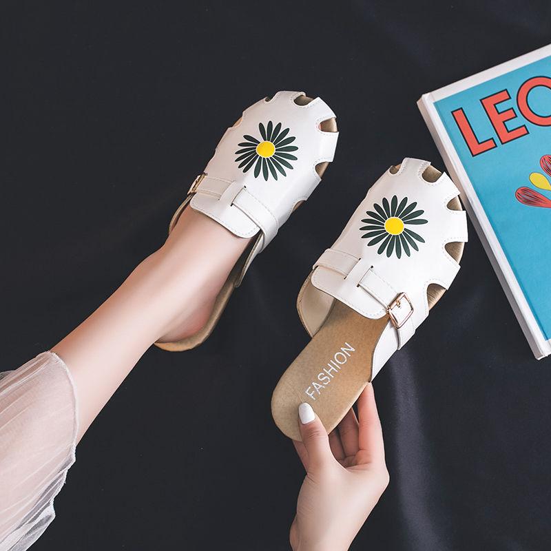 Casual All-match Hollow Sandals and Slippers Baotou Breathable Sandals Home Casual Slippers Flat Half Slippers Summer Sandals
