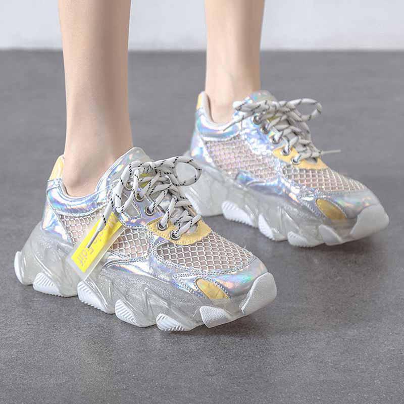 Plus Size 35-40 Summer Women Mesh Sneakers Students Breathable Running Basketball Shoes Shockproof Non-slip Jelly Skate Shoes