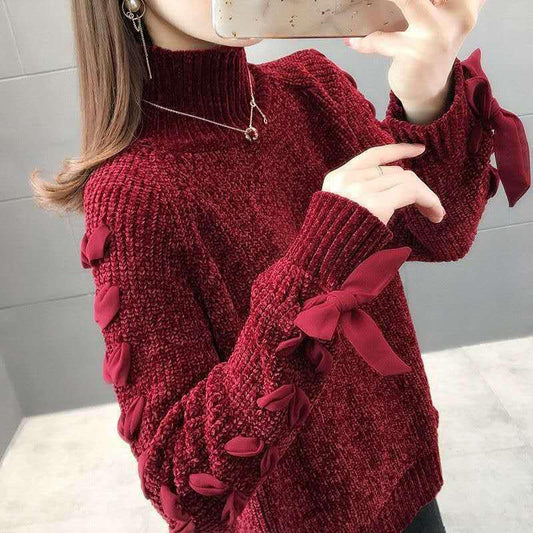 Autumn Winter  Women Fashion Sweater Casual Knitting Sweater Turtleneck Pullovers Loose Casual Long Sleeve Sweater