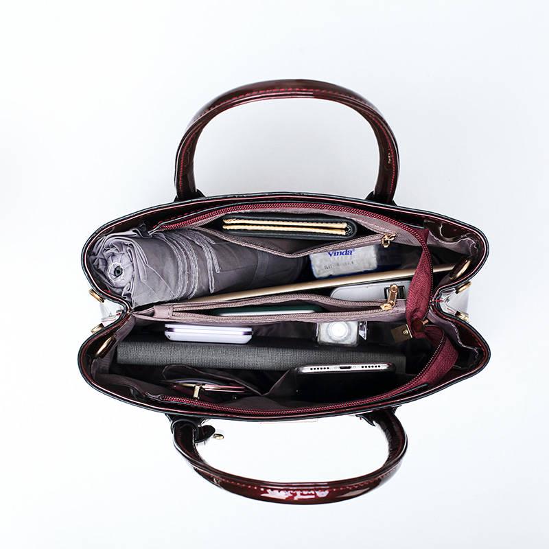 Fashion Minimalist Patent Leather Handbag Female Bright Skin Wild Messenger Bag Women Shoulder Bag