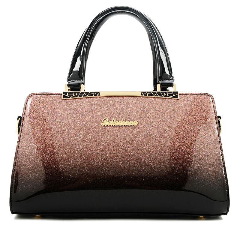 Womens Fashion Patent Leather Leopard Handbag Woman Messenger Bags Evening Shoulder Bags