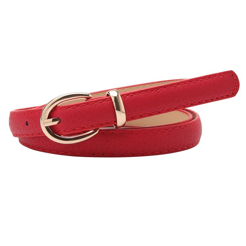 Women's Thin Belts Wild Belt Women  Pigskin Decorative Belts Black Student Belt