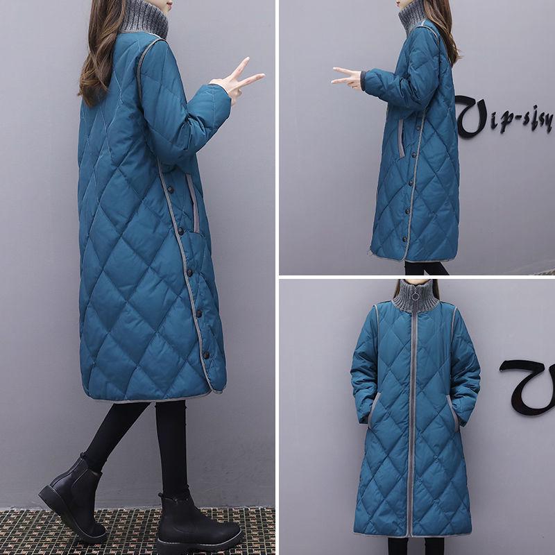 Women's mid-length large size loose thick cotton jacket women's over-knee jacket jacket down jacket