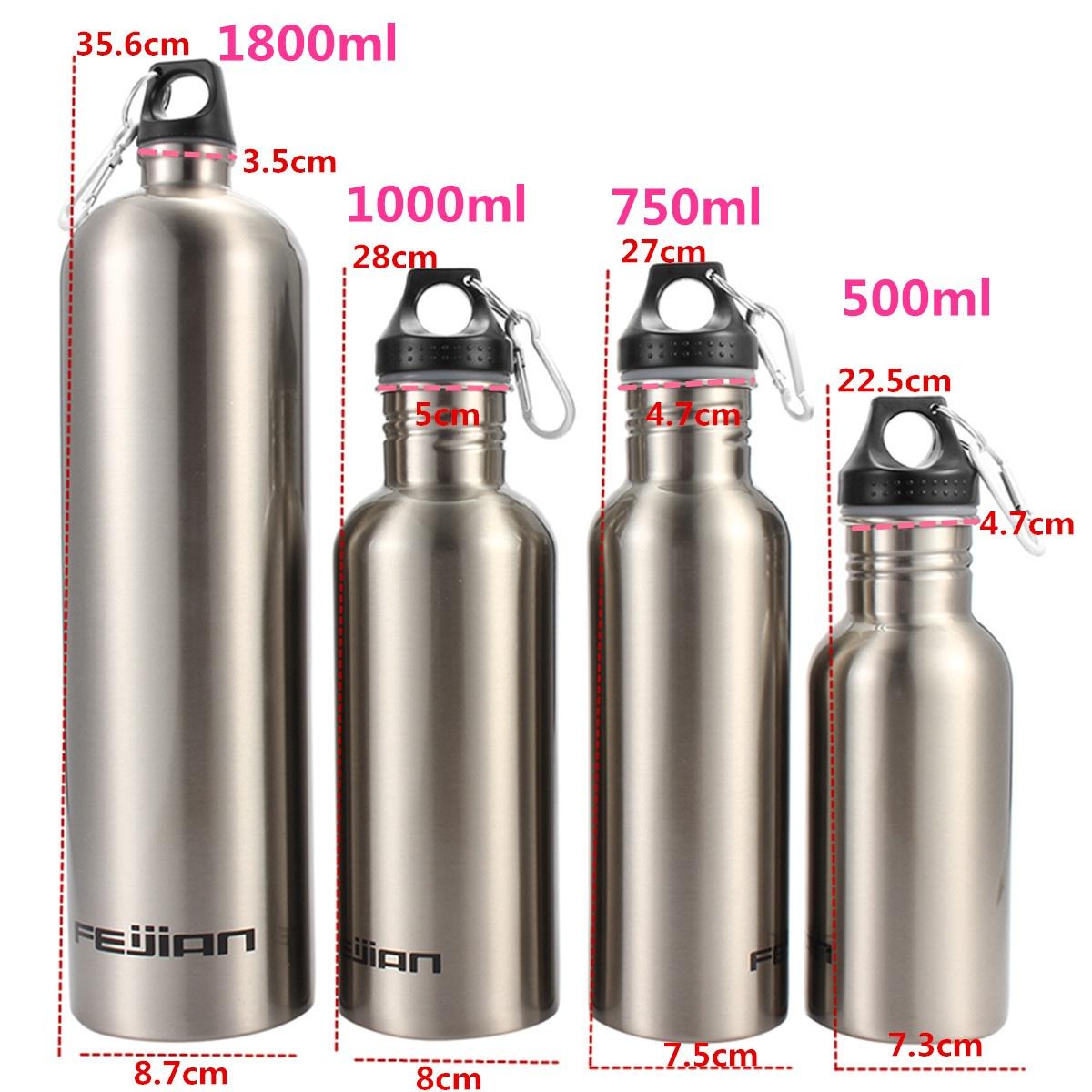 Stainless Steel 500/750/1000/1800ml Travel Water Bottle Outdoor Sports Water Bottle Cycling