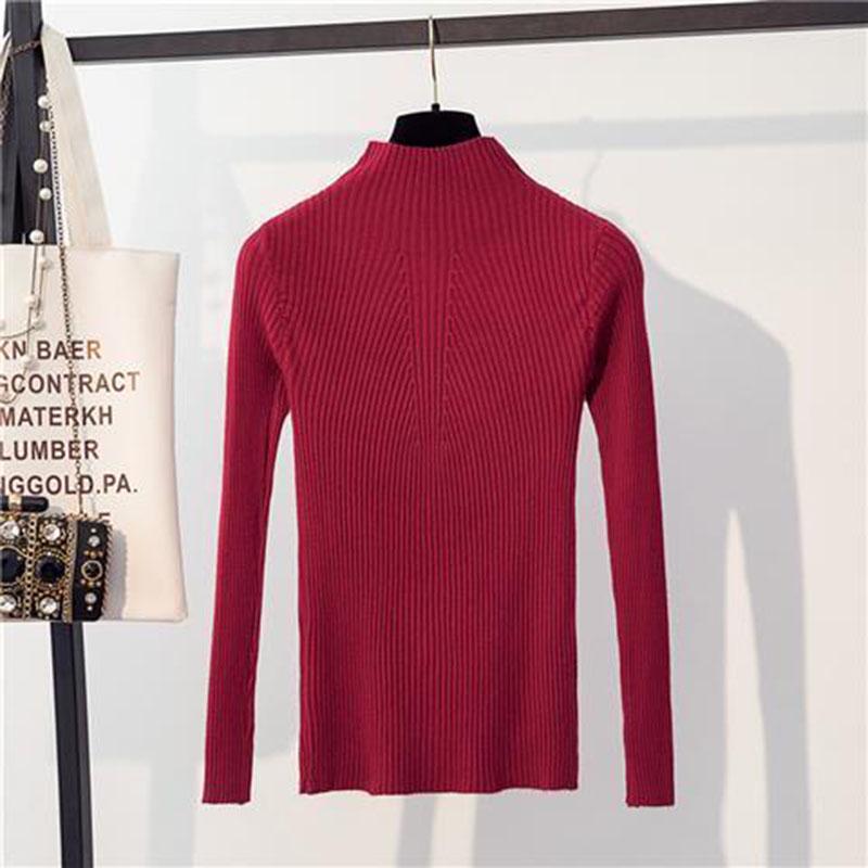 Winter Women Pullovers Sweater Knitted Korean Elasticity Jumper Slim Turtleneck Warm Female Sweaters