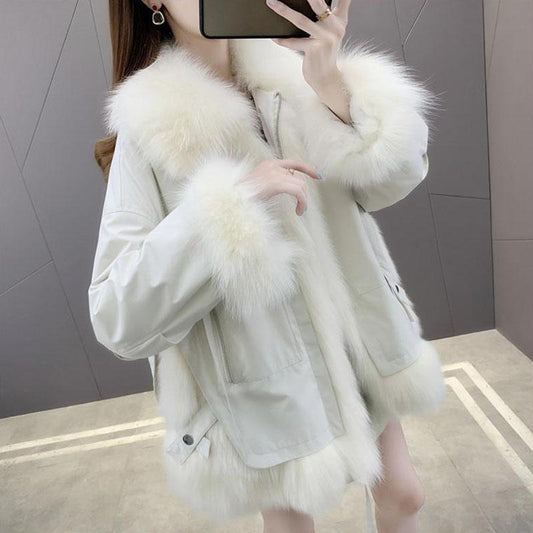 Parkas Female Imitation Fox Fur Liner Mid-length Young Women Coat Winter