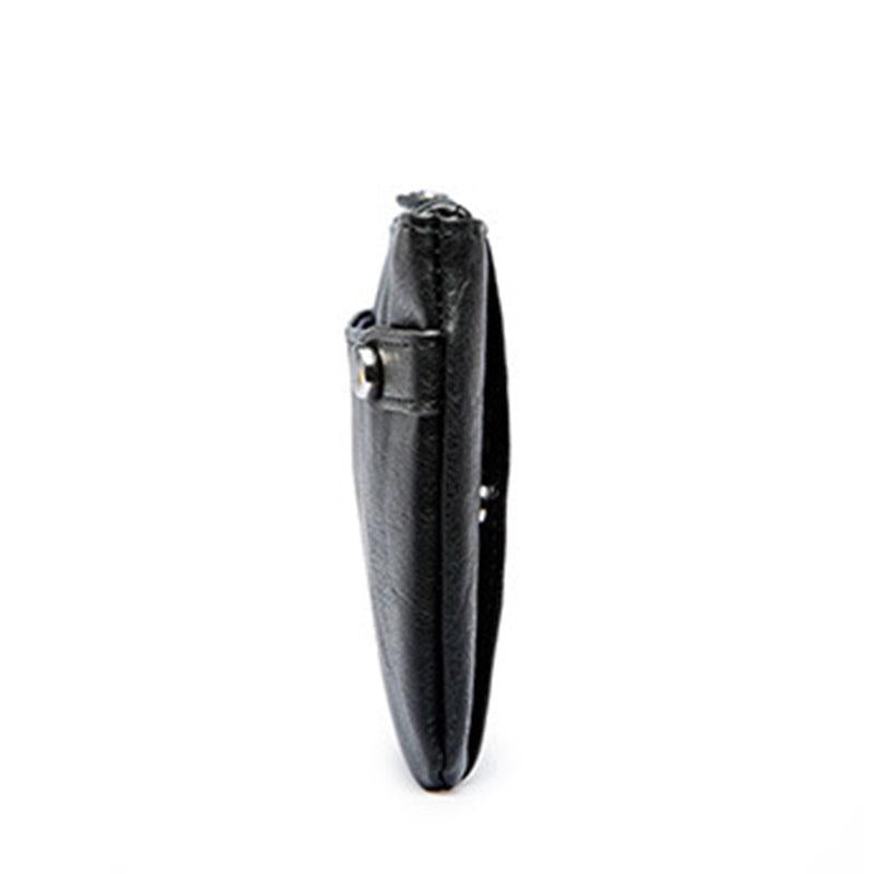 Business Long Wallet Men Women Anti-theft Zipper Dark Buckle Leather Card Package Clutch Coin Bag
