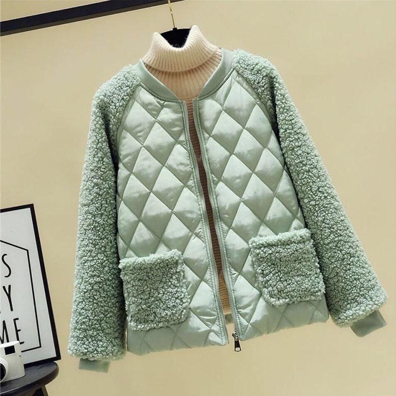 Autumn and Winter Fashion Casual Cotton Loose Female Short Warm Padded Lambs Wool Jacket