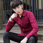 Spring and Autumn Men's Plaid Striped Long Sleeve Shirt Men's Slim Youth Business Casual White Shirt Work Shirt