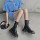 Platform Boots Women Shoes White Black PU Leather Booties Warm Ankle Boots Lace Up Combat Boots Flat Punk Goth Winter Autumn