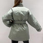 Casual Collected Waisted Parkas Women Fashion Simple Coats Women Elegant Spring Stand Collar Cotton Jackets Female Ladies