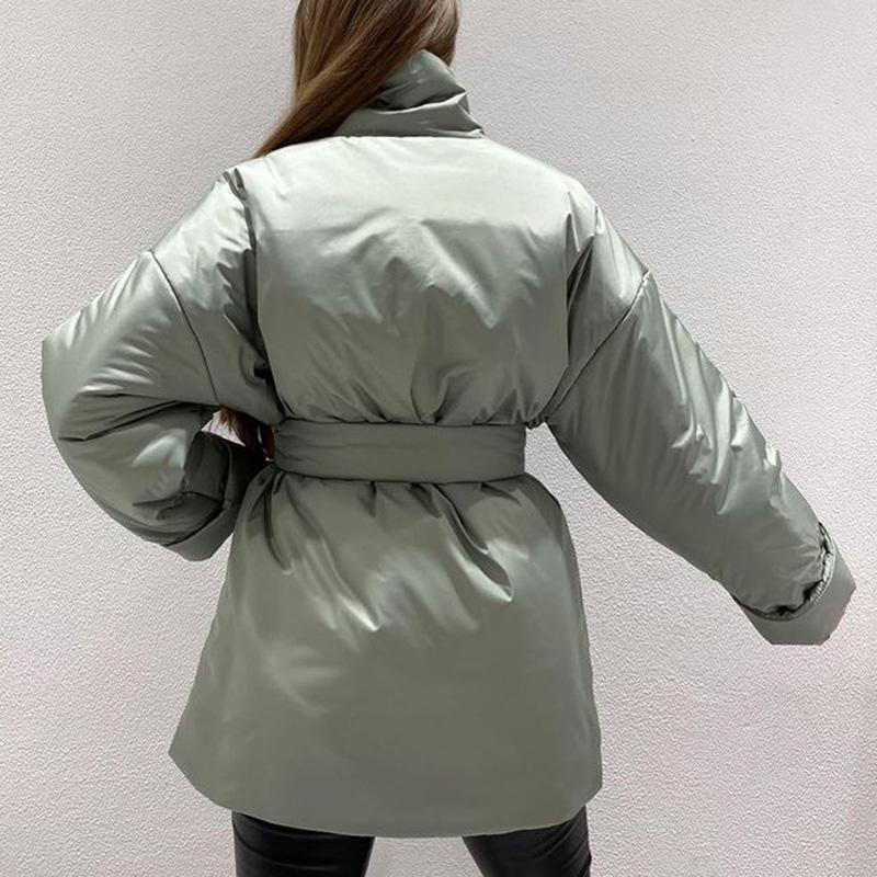 Casual Collected Waisted Parkas Women Fashion Simple Coats Women Elegant Spring Stand Collar Cotton Jackets Female Ladies