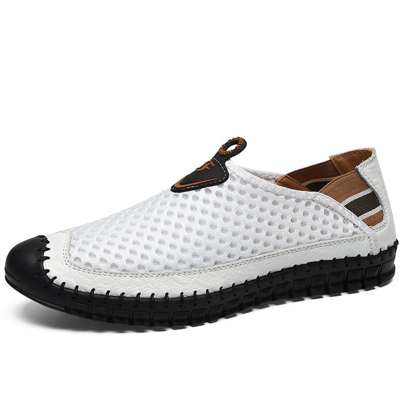 Large Size Handmade Leather Shoes New Breathable Mesh Shoes Hole Shoes Summer Shoes 38-47