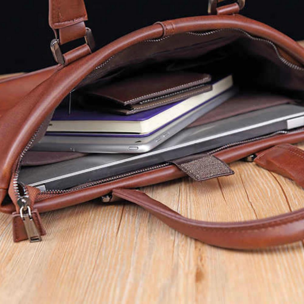 Business Briefcase Men Fashion Multi-pocket PU Leather Zipper Waterproof Handbag Travel Computer Bag