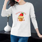 Spring Women Long-sleeved T-shirt Birthday Cake Print Pullover Boutique Bottoming Shirt Casual Loose Shirt