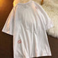 Women Summer Tees Cotton Funny Strawberry Embroidery Short Sleeve T-shirt Half-sleeve Letters Tops