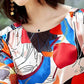 Women's Round Neck Top Summer Print Loose Versatile Ice Silk Short Sleeves