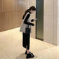 Women's Thin High-necked Dress Knitted V-neck Vest Two-piece Suit, Loose and Thin Bottoming Inner Wear Women's Sweater Suit