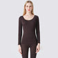 Women Plus Size Winter Thermal Underwear Autumn Clothes O-neck Tight Suit Thicken Windproof Comfortable Soft Lining Long Sleeve High Elasticity Slim